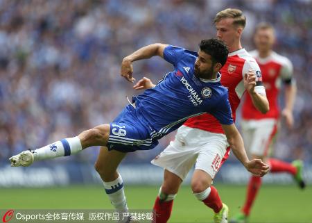 高清:阿森纳2-1力克十人切尔西 四年3夺足总杯